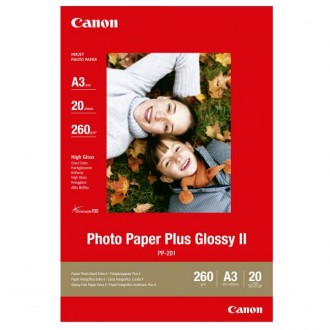 Canon Photo Paper Plus Glossy, foto papír, lesklý, biela, A3, 260 g/m2, 20 ks, PP-201 A3, tonerový