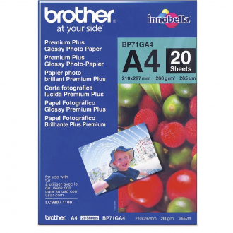 Brother Glossy Photo Paper, foto papier, lesklý, biely, A4, 260 g/m2, 20 ks, BP71GA4, atramentový