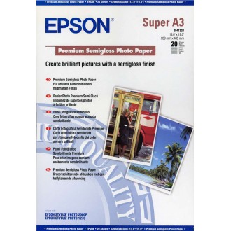 Epson Premium Semigloss Photo Paper, foto papír, pololesklý, biela, Stylus Photo 1270, 2000P, A3+, 251 g/m2, 20 ks, C13S041328, ink