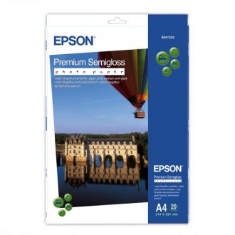 Epson Premium Semigloss Photo Paper, foto papier, pololesklý, biely, A4, 251 g/m2, 20 ks, C13S041332, atramentový