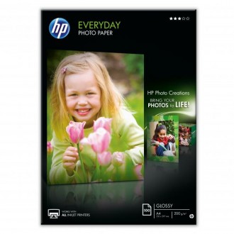 HP Everyday Glossy Photo Paper, foto papír, lesklý, biela, A4, 200 g/m2, 100 ks, Q2510A, tonerový,ke každodennímu použití
