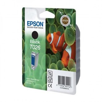 Epson T026 (C13T026401), originálny atrament, čierny, 16 ml