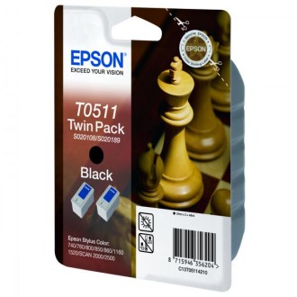 Epson T051142 (C13T051142), originálny atrament, čierny, 2 × 24 ml, 2-pack