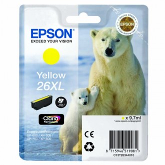 Epson T2634 (C13T26344012, 26XL), originálny atrament, žltý, 9,7 ml
