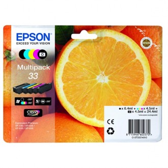 Epson T3337 (C13T33374010, T33), originálny atrament, CMYK, 6,4 ml + 4 × 4,5 ml
