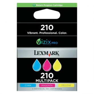 Lexmark 14L0268E (#210), originálny atrament, CMY, 3-pack