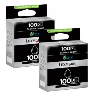 Lexmark 14N0848XL (#100), originálny atrament, čierny, 2-pack