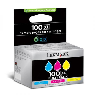 Lexmark 14N0850XL (#100), originálny atrament, CMY, 3-pack