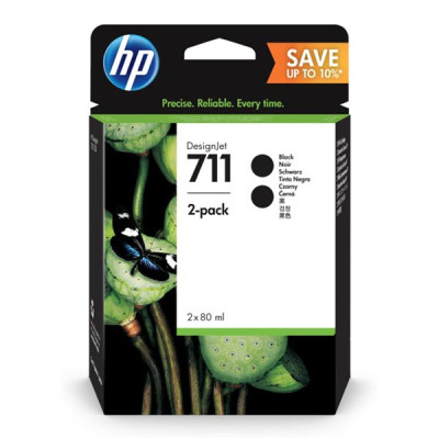 HP P2V31A (711), originálny atrament, čierny, 80 ml, 2-pack