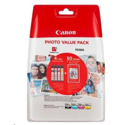 Canon CLI-581XL C/M/Y/BK (2052C004), originálny atrament, CMYK, 4 x 8,3 ml