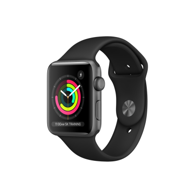 Apple Watch Series 3 GPS, 42mm Space Grey Aluminium Case with Black Sport Band