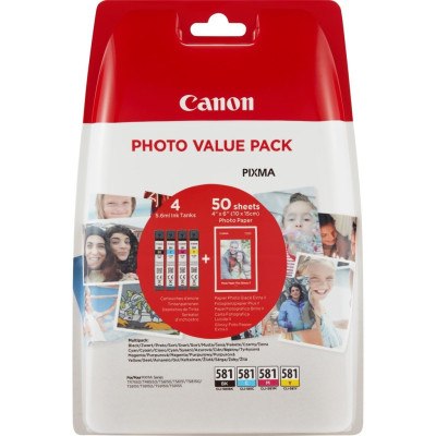 Canon CLI-581 (2106C004), originálny atrament, 4 x 5,6 ml, +50x PP-201