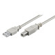 USB kábel (2.0), USB A samec - USB B samec, 0,8m, šedý