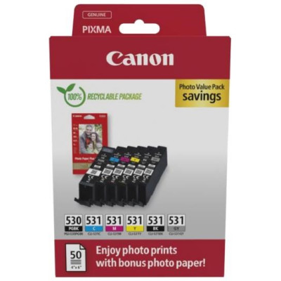Canon PGI-530/CLI-531 PGBK/C/M/Y/BK/GY (6117C004), originálny atrament, PGBK/C/M/Y/BK/GY, 4-pack