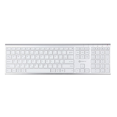Powerton UltraSlim, klávesnica integrovaná, CZ/SK, Multi-Device typ 2.4 GHz Dongle + Dual Bluetooth, bezdrôtová, strieborná