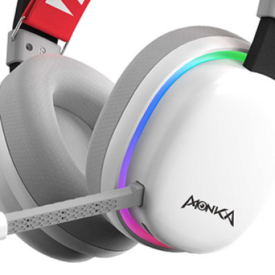 Marvo MONKA ECHO, slúchadlá s mikrofónom, biela, podsvietená, Tri-mode