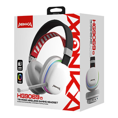 Marvo MONKA ECHO, slúchadlá s mikrofónom, biela, podsvietená, Tri-mode