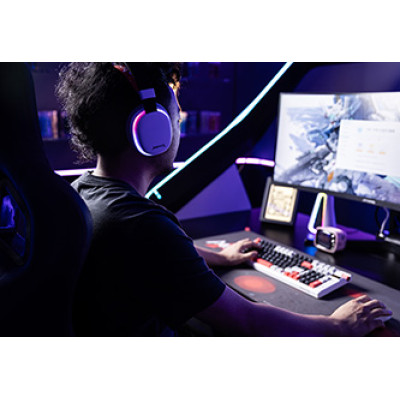 Marvo MONKA ECHO, slúchadlá s mikrofónom, biela, podsvietená, Tri-mode