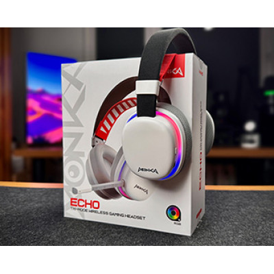 Marvo MONKA ECHO, slúchadlá s mikrofónom, biela, podsvietená, Tri-mode