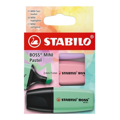 Zvýrazňovač STABILO BOSS MINI PASTEL, súprava 3 farieb