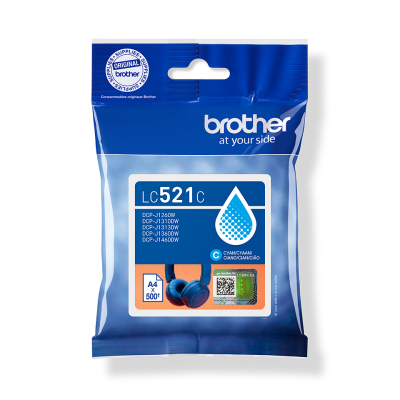 Brother LC-521C, originálny atrament, azúrový