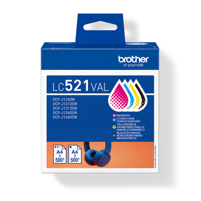 Brother LC-521VAL, originálny atrament, CMYK, 4-pack