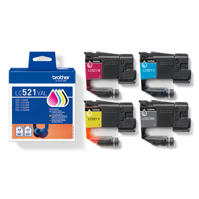 Brother LC-521VAL, originálny atrament, CMYK, 4-pack