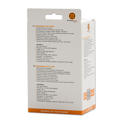 Powerton ERGO SHARK Myš bezdrôtová, čierna, 1600DPI