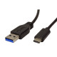 USB kábel (3.1), USB A samec - USB C samec, 0.5m, okrúhly, čierny, plastic bag