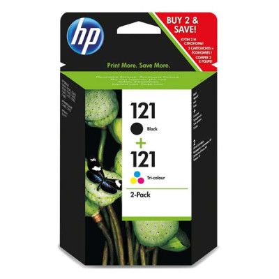 HP CN637HE (121), originálny atrament, čierny/farebný, 4-pack