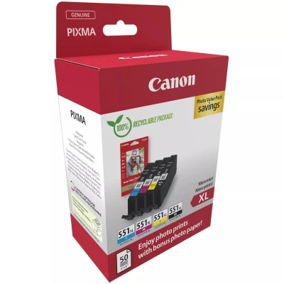 Canon CLI-551XL (6443B008), originálny atrament, CMYK, 4 x 11 ml, XL 4-pack