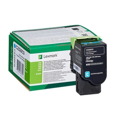 Lexmark C2320C0, originálny toner, azúrový, return